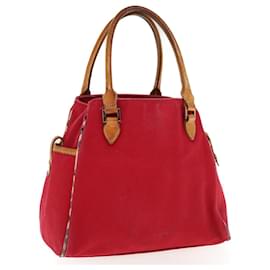 Burberry-BURBERRY Hand Bag Canvas Red Auth ac2619-Red