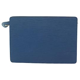 Louis Vuitton-LOUIS VUITTON Epi Pochette Homme Clutch Bag Blue M52522 LV Auth 64531-Blue