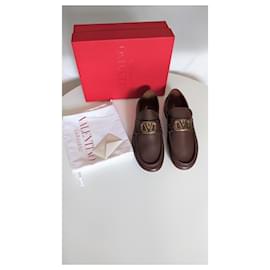 Valentino Garavani-Mocassins Vlogo signature-Marron foncé