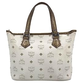 MCM-MCM Mini Shopper Bag White Handle Bag X-Small LogoPrint Lion Handbag-White