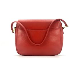MCM-MCM Vintage Leather Bag Red Shoulder Bag Black Flap Bag Crossbody Bag-Red