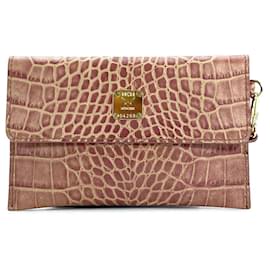 MCM-MCM Pochette Clutch Case Cosmetic Bag Small Reptile Look Pouch Old Pink-Other