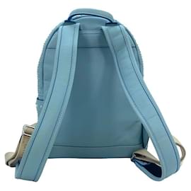 MCM-MCM Leather Backpack Small Backpack Light Blue Studs Rivets Baby Blue Silver-Light blue