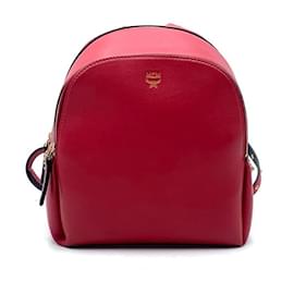 MCM-MCM Polke Studs Ruby Red Mini Leder Backpack Rubin Rot Small-Rot