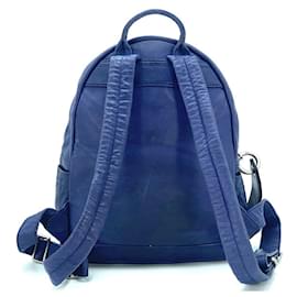 MCM-MCM Leather Backpack Backpack Dark Purple Purple Silver Small-Purple
