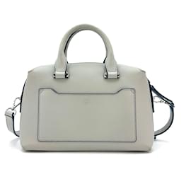 MCM-MCM leather shoulder bag handbag shoulder bag gray blue handle bag-Grey