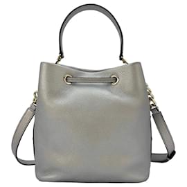 MCM-MCM 2Way Bucket Bag Silber Metallic Beuteltasche Medium Umhängetasche Tasche-Silber