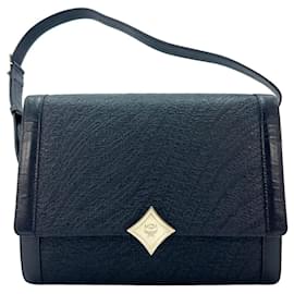 MCM-MCM Vintage Leather Shoulder Bag Handbag Bag Dark Blue Satchel Logo-Dark blue