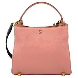 MCM-MCM Leder Schultertasche Handtasche Tasche Bag Altrosa Gold Umhängetasche Rosa-Andere
