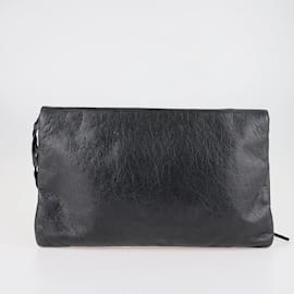 Balenciaga-Balenciaga Black Classic Envelope Clutch-Black