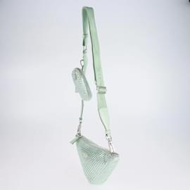 Prada-Prada Turquoise Triangle Crystal Embellished Crossbody Bag-Turquoise