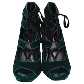 Saint Laurent-Zapatos de tacón verdes con cordones Loulou de Saint Laurent-Verde