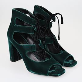 Saint Laurent-Zapatos de tacón verdes con cordones Loulou de Saint Laurent-Verde