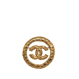 Chanel-Broche Chanel CC Dourado-Dourado