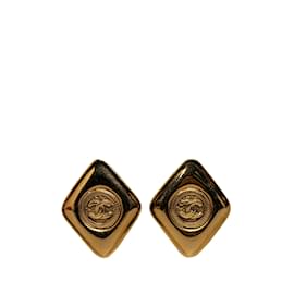 Chanel-Pendientes de clip Chanel CC dorados-Dorado