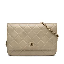 Chanel-Gold Chanel Classic Wallet on Chain Crossbody Bag-Golden
