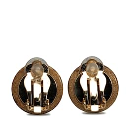Chanel-Gold Chanel Resin CC Clover Clip On Earrings-Golden