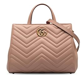 Gucci-Pink Gucci Medium GG Marmont Matelasse Tote Satchel-Pink