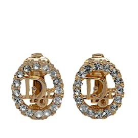Dior-Gold Dior Rhinestone Clip-On Earrings-Golden