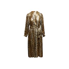 Marc Jacobs-Gold & Black Runway Marc Jacobs Silk Cheetah Print Dress Size US 2-Golden