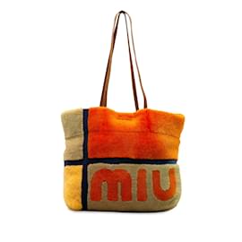 Miu Miu-Cabas multicolore en peau de mouton avec logo Miu Miu-Multicolore