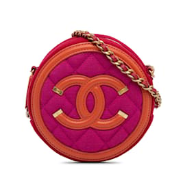 Chanel-Pink Chanel CC Filigree Crossbody Bag-Pink