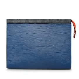 Louis Vuitton-Blue Louis Vuitton Epi Pochette Voyage MM Clutch Bag-Bleu