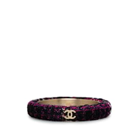 Chanel-Bracelet jonc violet avec logo CC en tweed Chanel-Violet