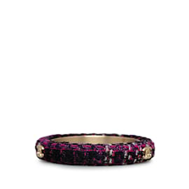 Chanel-Purple Chanel Tweed CC Logo Bangle Bracelet-Purple