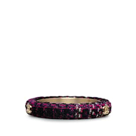 Chanel-Bracciale rigido Chanel viola con logo CC in tweed-Porpora