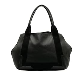 Balenciaga-Black Balenciaga Leather Navy Cabas S Tote Bag-Black