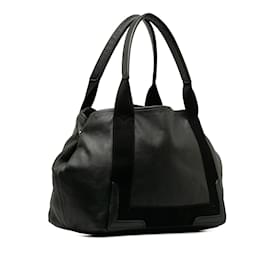 Balenciaga-Black Balenciaga Leather Navy Cabas S Tote Bag-Black