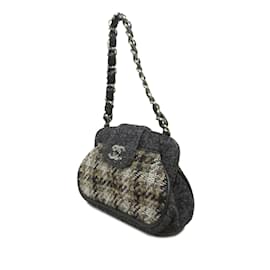 Chanel-Sac à bandoulière noir Chanel CC Tweed Turn-Lock-Noir