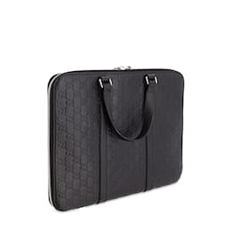 Gucci-Black Gucci Guccissima Briefcase Business Bag-Black