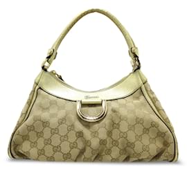 Gucci-Tan Gucci GG Canvas Abbey D-Ring Handbag-Camel