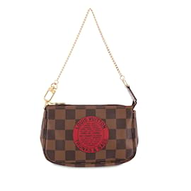 Louis Vuitton-Brown Louis Vuitton Damier Ebene Trunks and Bags Mini Pochette Accessoires Baguette-Brown