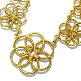 Chanel-Goldene Chanel CC-Blumenmedaillons-Kragenhalskette-Golden