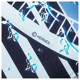 Hermès-Blue Hermes 24 Faubourg Seconde Silk Scarf Scarves-Blue