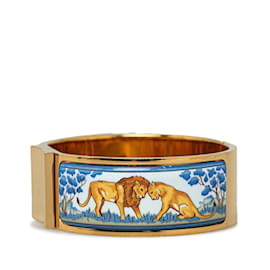 Hermès-Bracelet de costume large en émail Loquet Hermes Safari en or-Doré