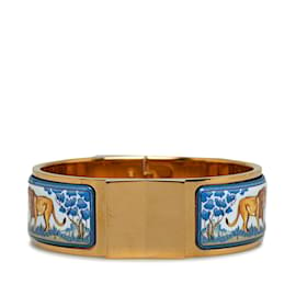 Hermès-Bracelet de costume large en émail Loquet Hermes Safari en or-Doré