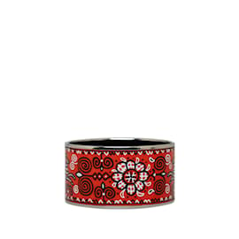 Hermès-Red Hermes Wide Enamel Bangle Costume Bracelet-Red