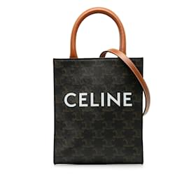 Céline-Black Celine Mini Triomphe Vertical Cabas Satchel-Black