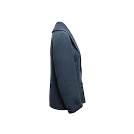 Céline-Navy Celine lined-Breasted Wool Jacket Size EU 40-Navy blue