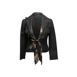 Dolce & Gabbana-Black & Beige Dolce & Gabbana Virgin Wool & Silk Blazer Size IT 40-Black