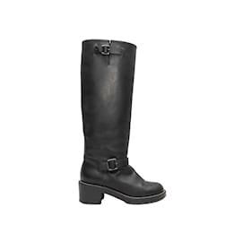 Balenciaga-Schwarze Balenciaga-Stiefel mit hoher Schnalle, Größe 36-Schwarz