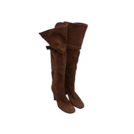 Sergio Rossi-Brown Sergio Rossi Knee-High Suede Boots Size 39.5-Brown