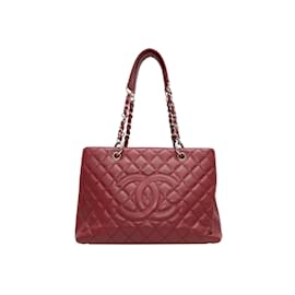 Chanel-Bolsa grande de compras em couro Chanel Caviar vermelho-Vermelho
