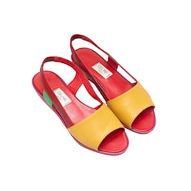 Céline-Vintage Multicolor Celine Leather Slingback Sandals Size 38.5-Multiple colors