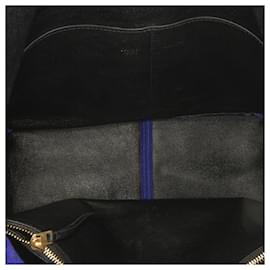 Céline-Blue Celine Suede Gourmette Chain Shoulder Bag-Blue