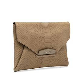 Givenchy-Taupe Givenchy Medium Embossed Antigona Envelope Clutch Bag-Other